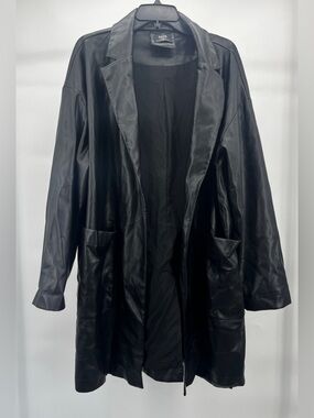 Dressed in LALA Oversized Long Black Leather Jacket S/M